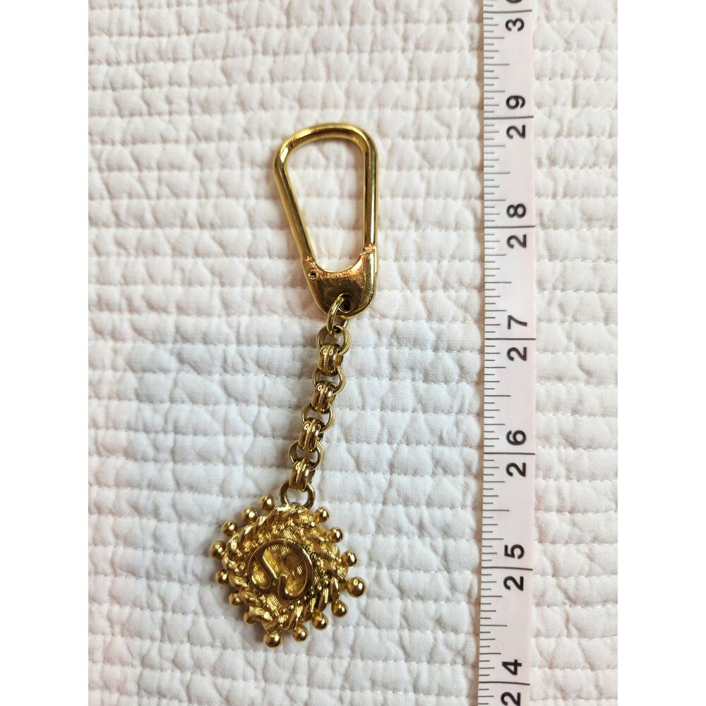 St. John Gold-Tone Logo Key Ring – 5" Vintage Designer Keychain
